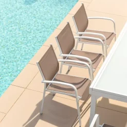 Sedia da giardino alluminio impilabile Murano Bianco e tortora