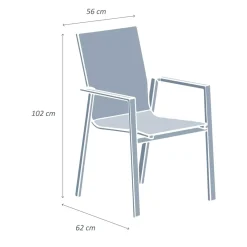 Sedia da giardino con schienale alto in alluminio impilabile Murano Bianco