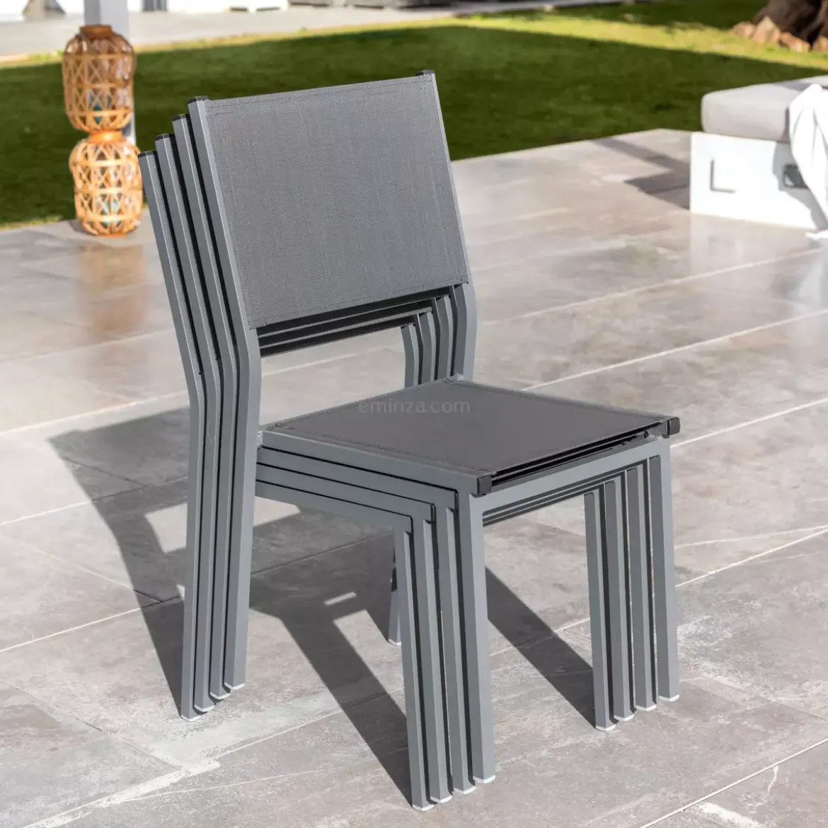 Sedia da giardino impilabile Alluminio Murano Grigio antracite