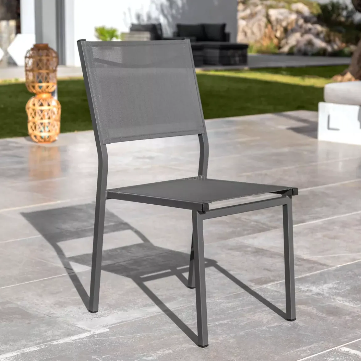 Sedia da giardino impilabile Alluminio Murano Grigio antracite