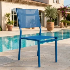 Sedia da giardino impilabile in alluminio Murano Blu petrolio