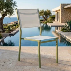 Sedia da giardino impilabile in alluminio Murano Verde rosmarino