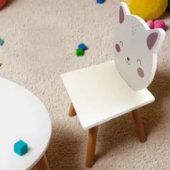 Sedia bambini legno (Alt 46 cm) Gattino Bianco