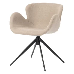 Sedia da pranzo girevole con braccioli in tessuto testurizzato (Altezza seduta 46cm) Pema Grigio chiaro