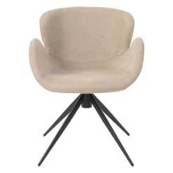 Sedia da pranzo girevole con braccioli in tessuto testurizzato (Altezza seduta 46cm) Pema Grigio chiaro