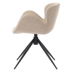 Sedia da pranzo girevole con braccioli in tessuto testurizzato (Altezza seduta 46cm) Pema Grigio chiaro