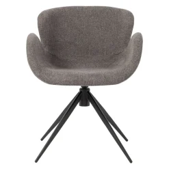 Sedia da pranzo girevole con braccioli in tessuto testurizzato (seduta 46cm) Pema Grigio scuro