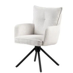Sedia da pranzo girevole in velluto a coste (seduta 48 cm) Nuva Bianca