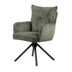 Sedia da pranzo girevole in velluto a coste (seduta 48 cm) Nuva Verde