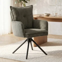 Sedia da pranzo girevole in velluto a coste (seduta 48 cm) Nuva Verde