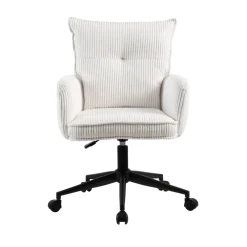 Sedia da ufficio con ruote in velluto a coste regolabile in altezza (seduta da 46 a 54 cm) Nuva Bianco