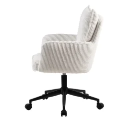 Sedia da ufficio con ruote in velluto a coste regolabile in altezza (seduta da 46 a 54 cm) Nuva Bianco