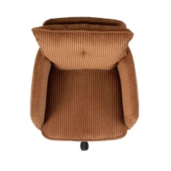 Sedia da ufficio con ruote in velluto a coste regolabile in altezza (seduta da 46 a 54 cm) Nuva Caramello