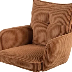 Sedia da ufficio con ruote in velluto a coste regolabile in altezza (seduta da 46 a 54 cm) Nuva Caramello