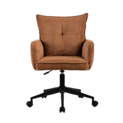 Sedia da ufficio con ruote in velluto a coste regolabile in altezza (seduta da 46 a 54 cm) Nuva Caramello