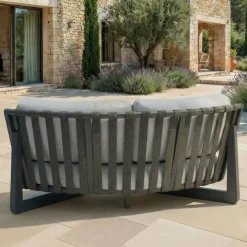 Set angolare da giardino in alluminio 6 posti 6 pezzi Long Beach Antracite e grigio chiaro