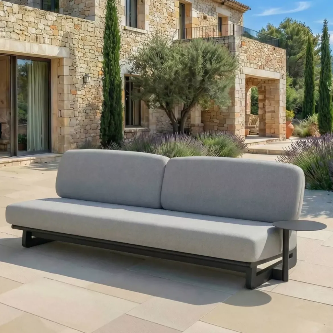 Set angolare da giardino in alluminio 6 posti 6 pezzi Long Beach Antracite e grigio chiaro
