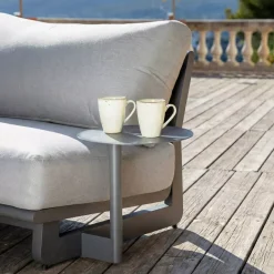Set angolare da giardino in alluminio 6 posti 6 pezzi Long Beach Antracite e grigio chiaro