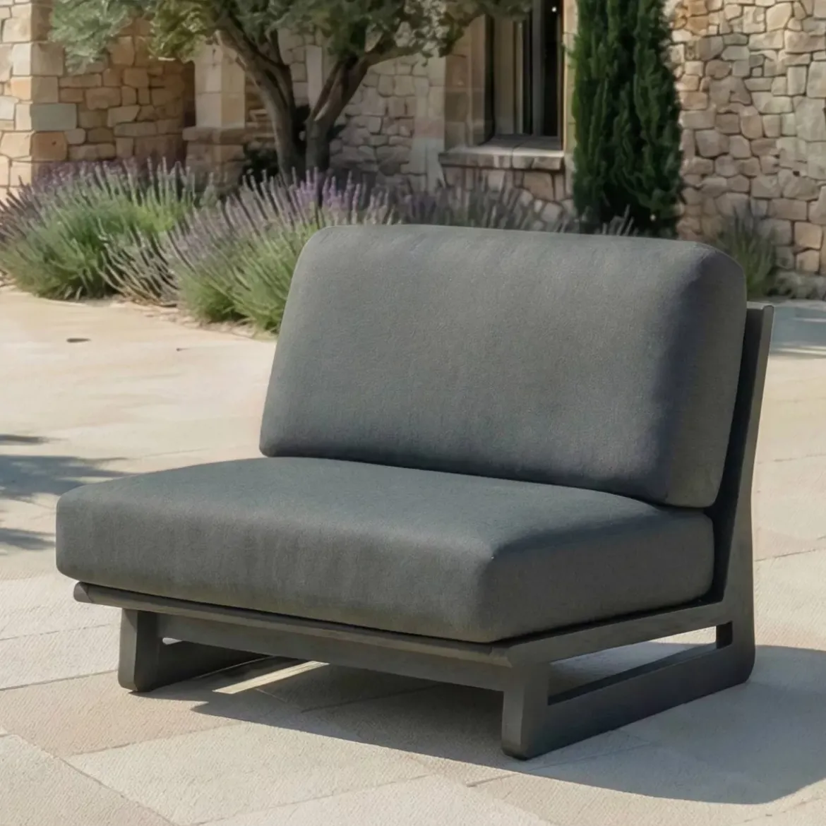 Set angolare da giardino in alluminio 7 posti 7 pezzi Long Beach Grigio antracite