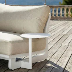 Set angolare da giardino in alluminio 5 posti Long Beach Bianco cenere e tortora
