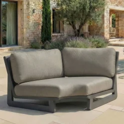 Set angolare da giardino in alluminio 5 posti Long Beach Grigio antracite e tortora