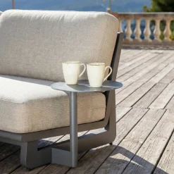 Set angolare da giardino in alluminio 5 posti Long Beach Grigio antracite e tortora