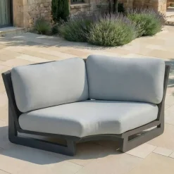 Set angolare da giardino in alluminio 5 posti Long Beach Grigio antracite e grigio chiaro