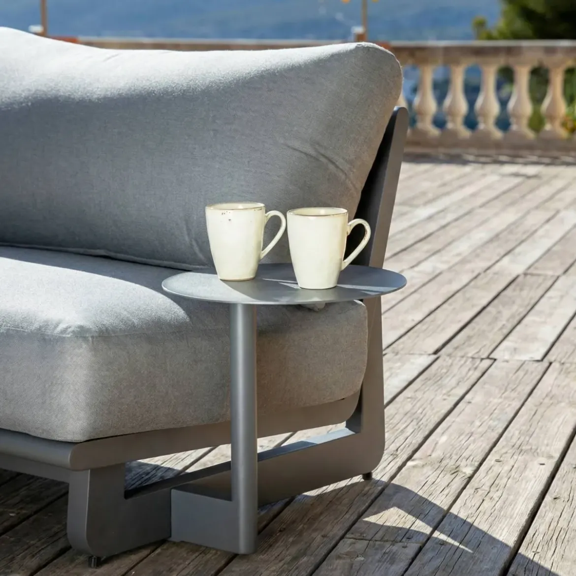Set angolare da giardino in alluminio 5 posti 5 pezzi Long Beach Grigio antracite