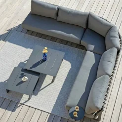Set angolare da giardino in alluminio 5 posti Long Beach Grigio antracite
