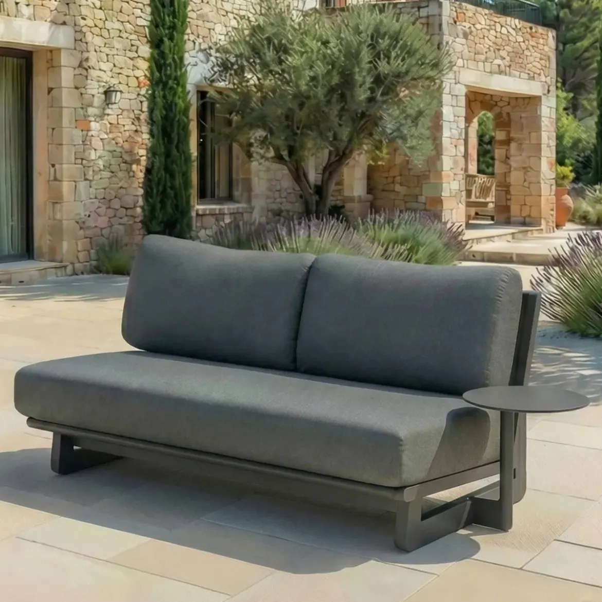 Set angolare da giardino in alluminio 5 posti Long Beach Grigio antracite