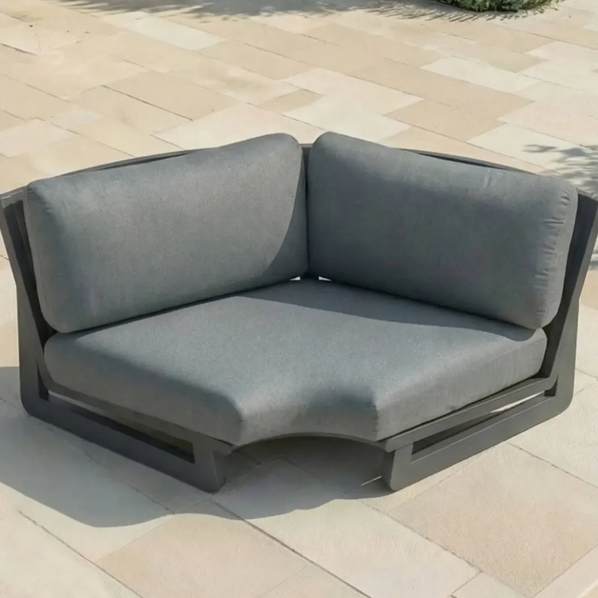 Set angolare da giardino in alluminio 5 posti Long Beach Grigio antracite