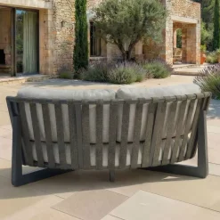 Set angolare da giardino in alluminio 5 posti 5 pezzi Long Beach Grigio antracite e tortora