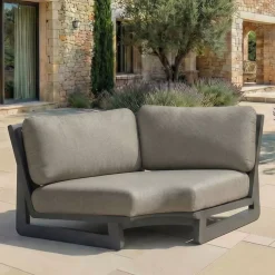 Set angolare da giardino in alluminio 7 posti 7 pezzi Long Beach Grigio antracite e tortora
