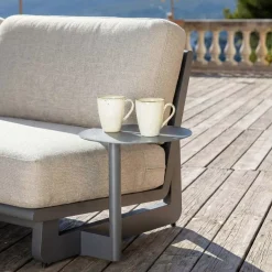 Set angolare da giardino in alluminio 6 posti 6 pezzi Long Beach Grigio antracite e tortora