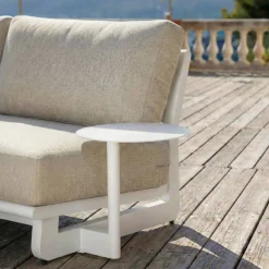 Set angolare da giardino in alluminio 5 posti Long Beach Bianco cenere e beige