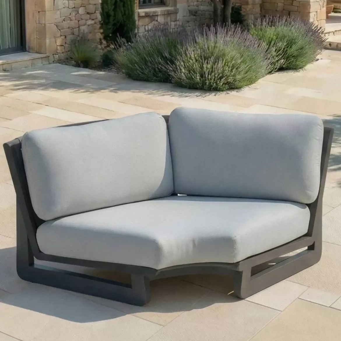 Set angolare da giardino in alluminio 5 posti 5 pezzi Long Beach Antracite e Grigio Chiaro