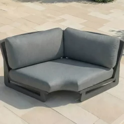 Set angolare da giardino in alluminio 6 posti Long Beach Grigio antracite