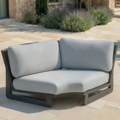 Set angolare da giardino in alluminio 6 posti Long Beach Grigio antracite e grigio chiaro