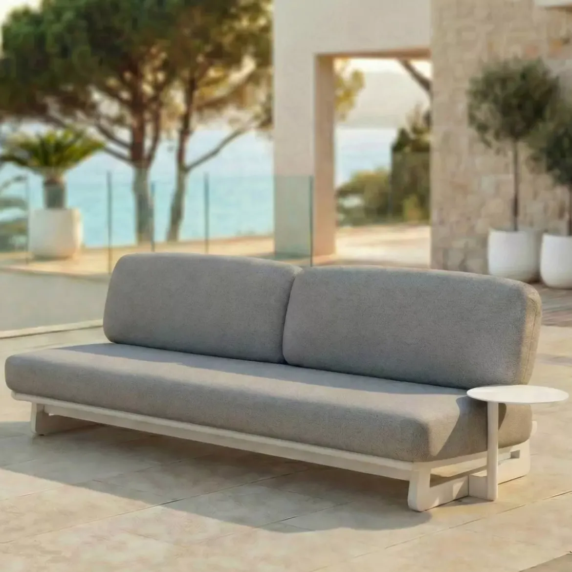 Set angolare in alluminio 7 posti 7 pezzi Long Beach Bianco cenere e tortora