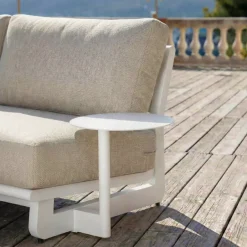 Set angolare in alluminio per giardino 6 posti 6 pezzi Long Beach Bianco cenere e beige