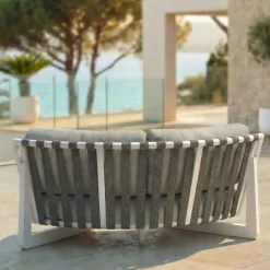 Set angolare in alluminio per giardino 5 posti 5 pezzi Long Beach Bianco cenere e tortora