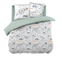 Set copripiumino e due federe per bambini in cotone (200 x 200 cm) Galassia Bianca