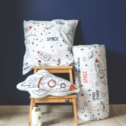 Set copripiumino e due federe per bambini in cotone (200 x 200 cm) Galassia Bianca