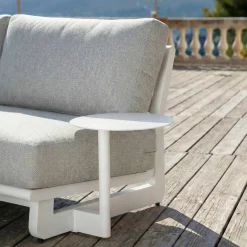 Set da giardino angolare in alluminio 5 posti Long Beach Bianco cenere e grigio chiaro