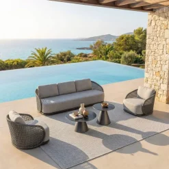 Set da giardino effetto rattan e alluminio 5 posti 5 pezzi Riviera Grigio antracite