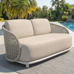 Set da giardino effetto rattan e alluminio 4 posti 5 pezzi Riviera Beige