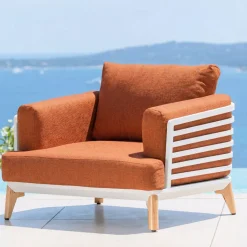 Set da giardino in alluminio 4 posti 5 pezzi Monte Carlo Bianco e terracotta