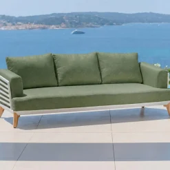 Set da giardino in alluminio 12 posti 8 pezzi Monte Carlo Bianco e verde rosmarino