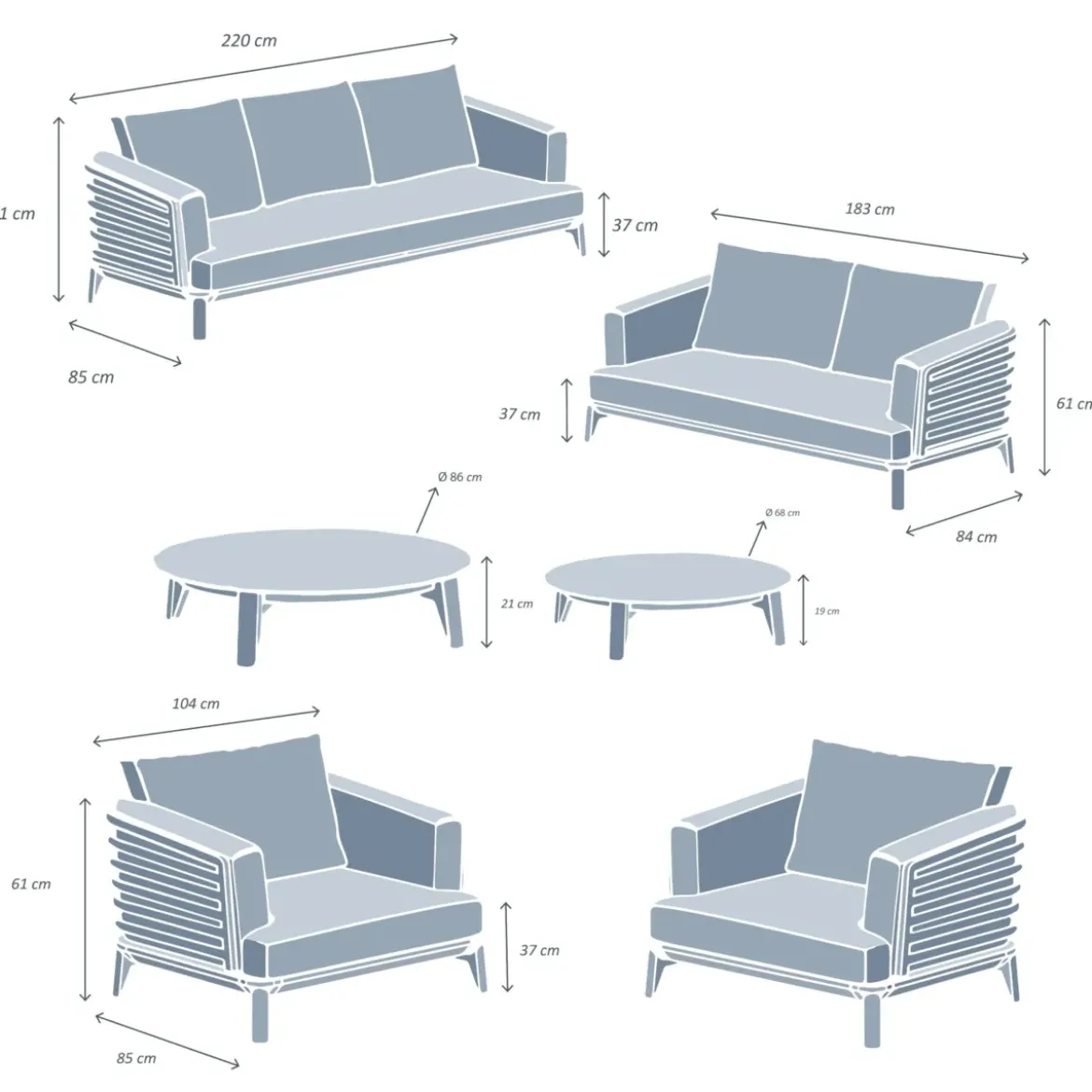 Set da giardino in alluminio 7 posti 6 pezzi Monte Carlo Bianco e verde rosmarino