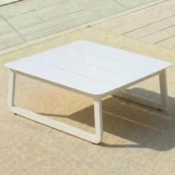 Set da giardino in alluminio 2 posti 3 pezzi Long Beach Bianco cenere e grigio chiaro